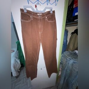 Brown Straight-Leg Pants